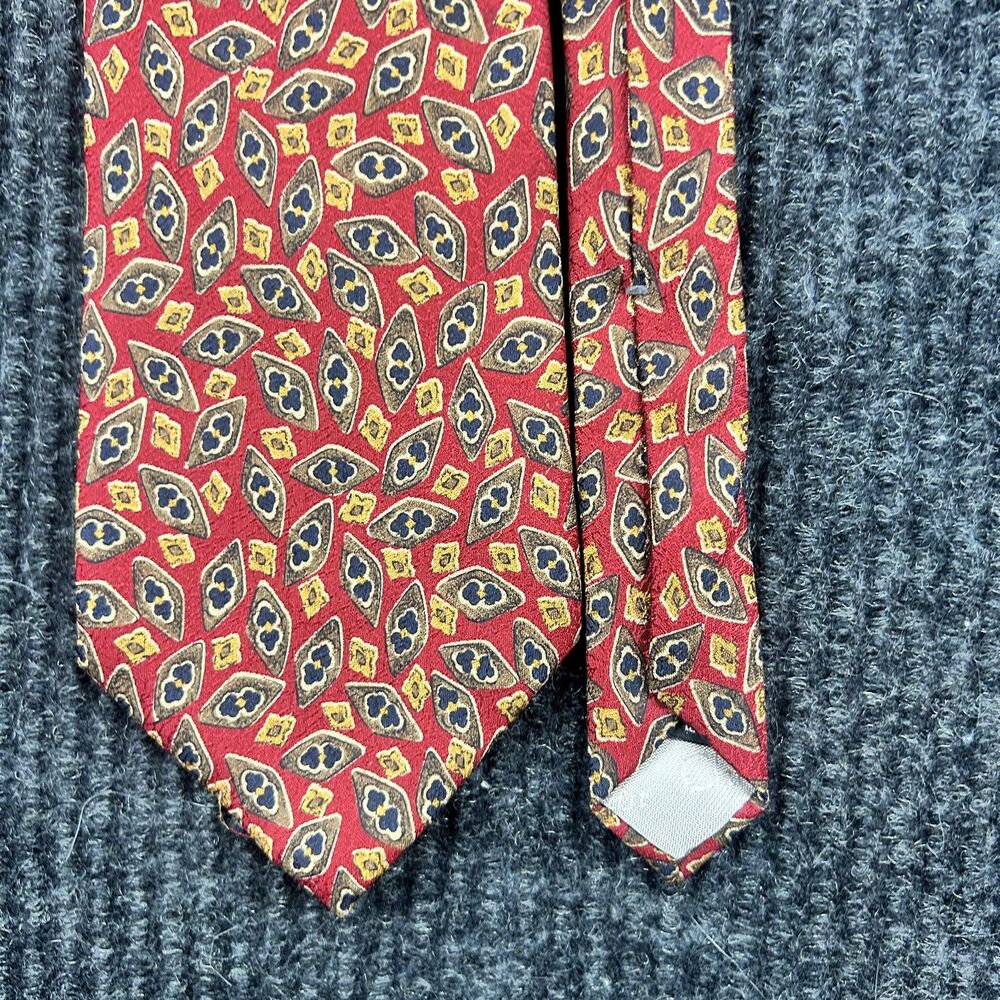 Vintage Christian Dior Monsieur Patterned Silk Neck Tie - Red Gold